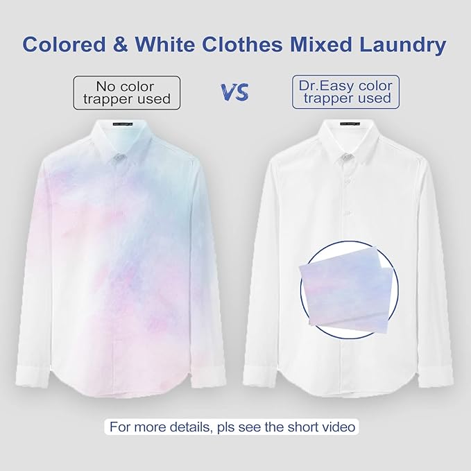 DR. EASY Unscented Color Catcher Sheets, 72 Count, Special Pores Texture, Dye & Fluorescent Remover, Safe for Dryer, Compatible with All Washers & HE, Non-Toxic, All Skin Types