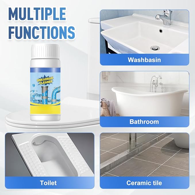 2026 New Sink Drain Cleaner, Sink and Drains Cleaner, Multi-functional Sink and Drains Cleaner Powder Cleaning, Drain Cleaner Foam Cleaner, Powerful Pipe Dredging Agent for Home Kitchen Toilet (3Pcs)