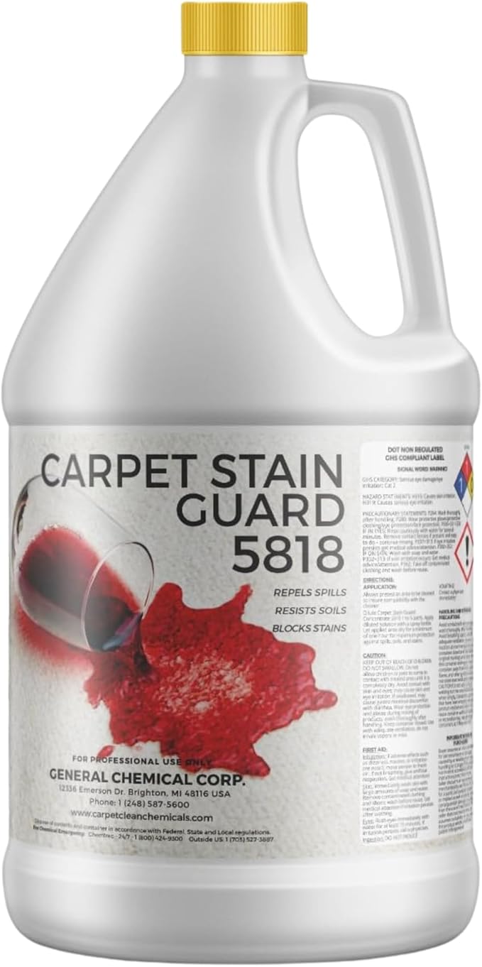 General Chemical Fabric Protector & Stain Shield - Ultra Concentrated Fabric Protector for Carpets, Rugs, Upholstery, Drapes & more - Carpet Stain Guard 5818 - For Outdoor & Indoor Use - 1 Gallon