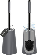 SetSail Toilet Brush, Compact Size Toilet Bowl Brush and Holder Toilet Brushes for Bathroom with Stainless Steel Handle Toilet Cleaner Brush with Durable Scrubbing Bristles, 2 Packs-Gery