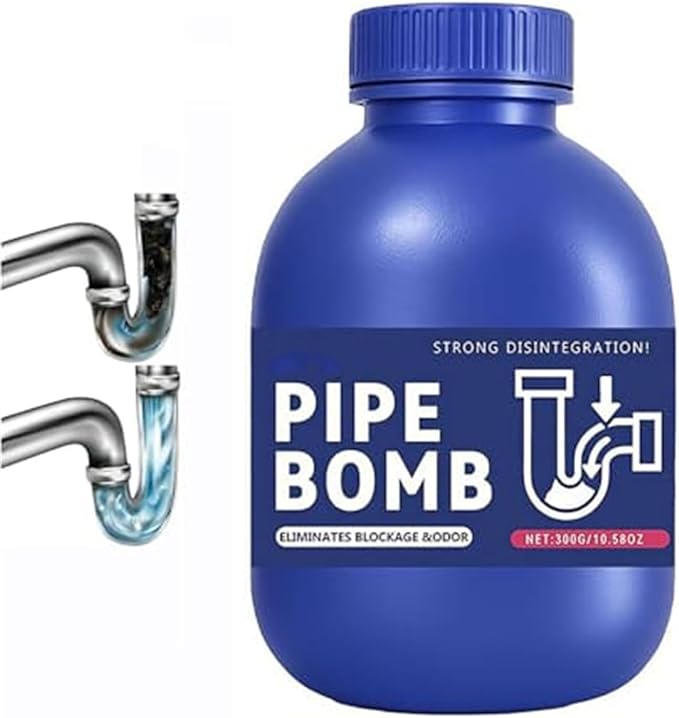 Multi-purpose Drain Cleaner, 10.6oz Powerful Sink and Drain Cleaner, Professional Strength Pipe Dredging Formula for Kitchen Sinks, Shower Drains, Tubs, Dissolves Blockages (1pcs)