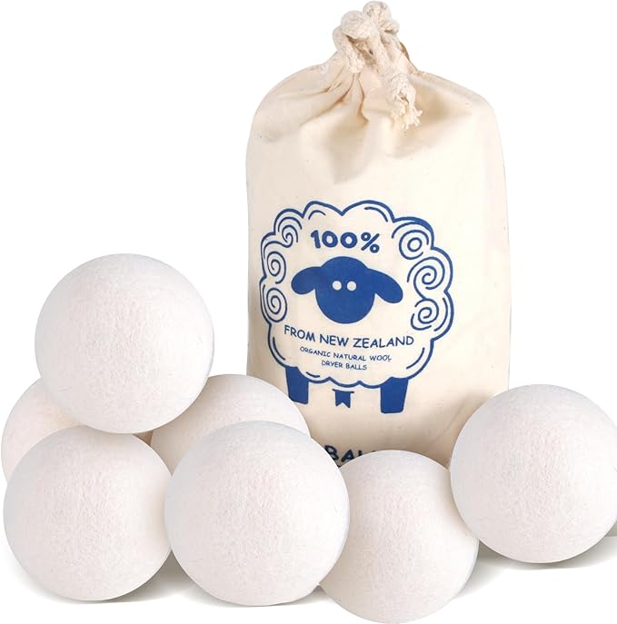 Wool Dryer Balls (2.4")6-Pack, Dryer Balls Laundry Reusable, Natural Fabric Softener, Reduces Clothing Wrinkles, Cuts Drying Time, A More Effective Alternative to Plastic Balls and Liquid Softeners