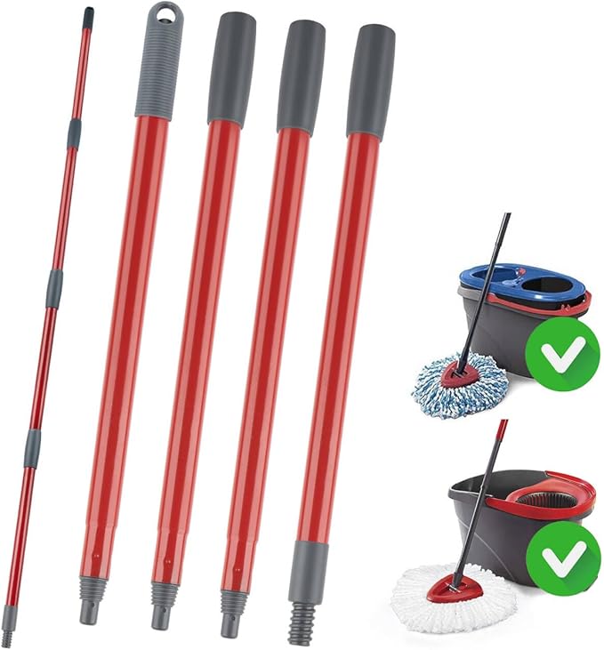 Spin Mop Replacement Handle Compatible with O-Cedar Spin Mop & Bucket System, 4-Section 30" to 58" Mops Handle Replacement Stick for Floor Cleaning, Mops Head & Base Not Include
