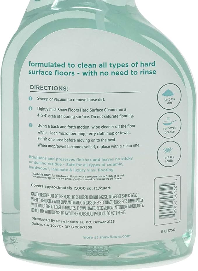 Shaw Floors Hard Surface Floor Cleaner for Ceramic Laminate Hardwood and Luxury Vinyl 32oz Spray
