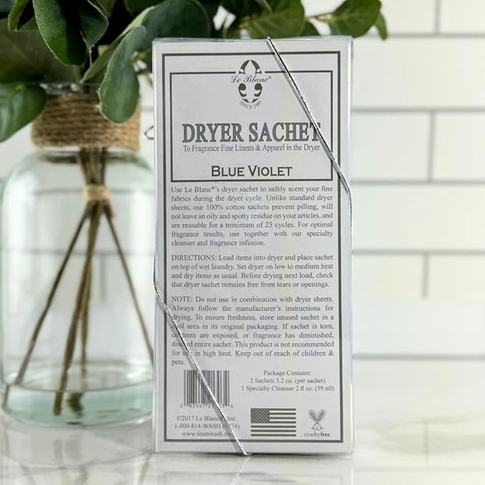 Le Blanc® Blue Violet Double Pack Dryer Sachet - Luxury Scented Fabric Sachet for Your Dryer (1 Pack)