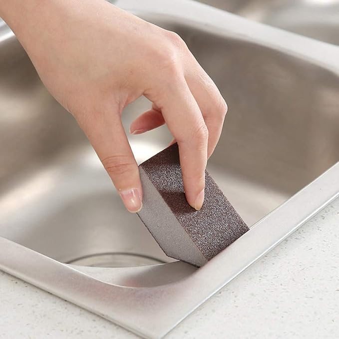 8pc Carborundum Sponge Nano Emery Sponges Caspian Stone Pot Clean Brush Rust Eraser Grit Scouring Pads Pot Cleaning Pads with Carborundum Washing Kitchen Cleaner Tool(thickness-1inch)