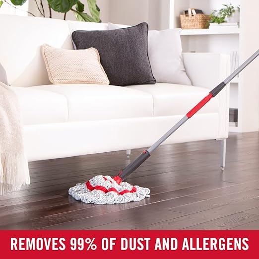 Rubbermaid Microfiber Twist Mop Kit with 2 Refills Kit Machine Washable Built-in Wringer Lightweight Safe for All Floor Types Deep Cleaning for Home/Bathroom/Garage/Office