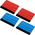 4Pcs Plastic Felt Edge Squeegee Tool Vinyl Squeegee 4 Inch for Window Tint, Wallpaper, Decal Sticker, 2 Blue & 2 Red