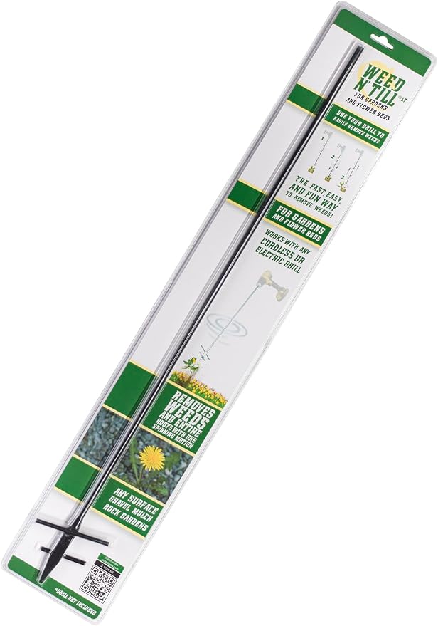 WEED 'N TILL Model LT Drill-Powered Weeding and Tilling Tool for Gardens and Flower Beds