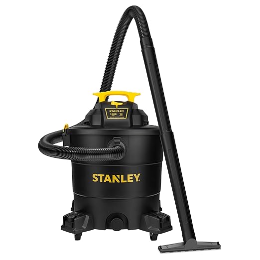 STANLEY 12 Gallon 5.5 Peak HP Wet/Dry Vacuum, 3 in 1 Shop Vacuum Blower,1-7/8"x6 Hose, Range for Garage, Carpet Clean, Workshop with Vacuum Attachments-SL18199P
