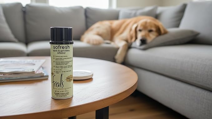 Sofresh Fabric and Upholstery Refresher - Odor Eliminator by Fred's Fine Cleaning Center, Fabric Freshener for Couch, Carpet, Rugs, 14 Ounce Natural Scent Restore Freshness Instantly.