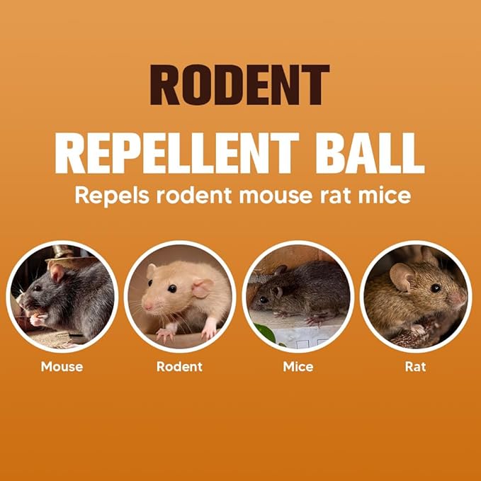 Rodent Repellent Indoor, Mouse Repellent, Mice Repellent Balls for Indoor Outdoor, Rodents Repellent for House, Rat Deterrent Outdoor, Moth Balls for Indoor/Outdoor Use - 8 Pack