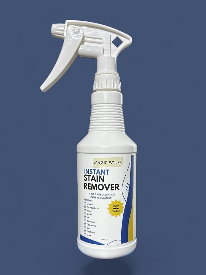 Magic Stuff Instant Stain Remover - Fast-Acting Carpet & Upholstery Cleaner - Removes Food, Wine, Coffee & Pet Stains- Odor-Free, No Rinse, Kid & Pet Safe Formula