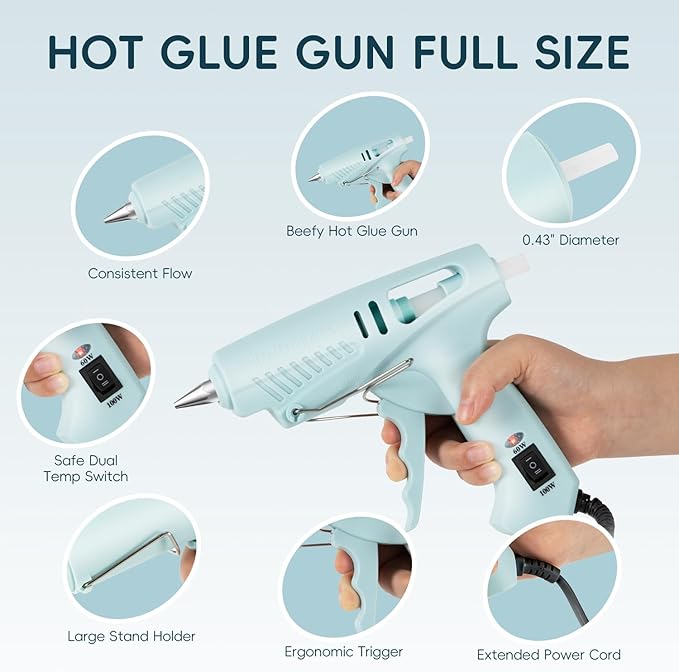 Professional Heavy Duty Glue Gun, High Temperature, Industrial Strength, with Stand (60W/100W Dual Power), Design for School Arts& Crafts, DIY Projects and Home Repairs& Decoration