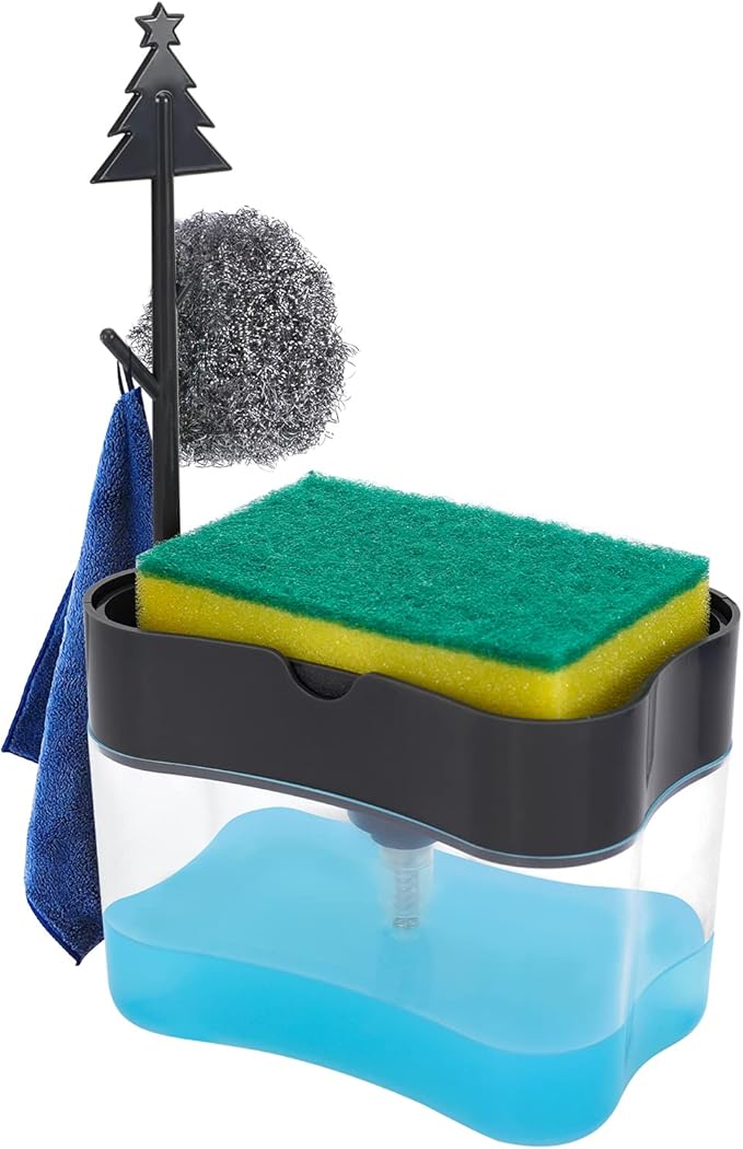 New 2026 Version Premium Quality Dish Soap Dispenser - Countertop Kitchen Soap Dispenser, Sink Dish Washing Soap Dispenser 13 Ounces (Sponge Included)