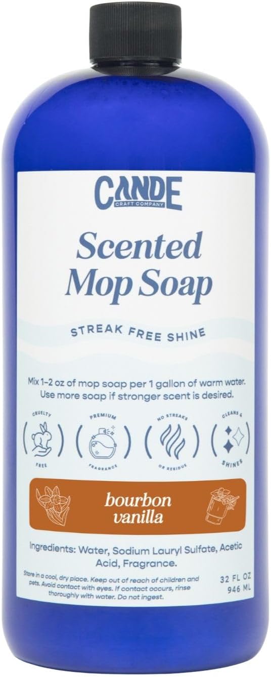 CANDE Mop Soap - Highly Scented Mop Soap, Luxury Floor Cleaner, Premium Fragranced Floor, Streak-Free Shine, 32 oz (Bourbon Vanilla)