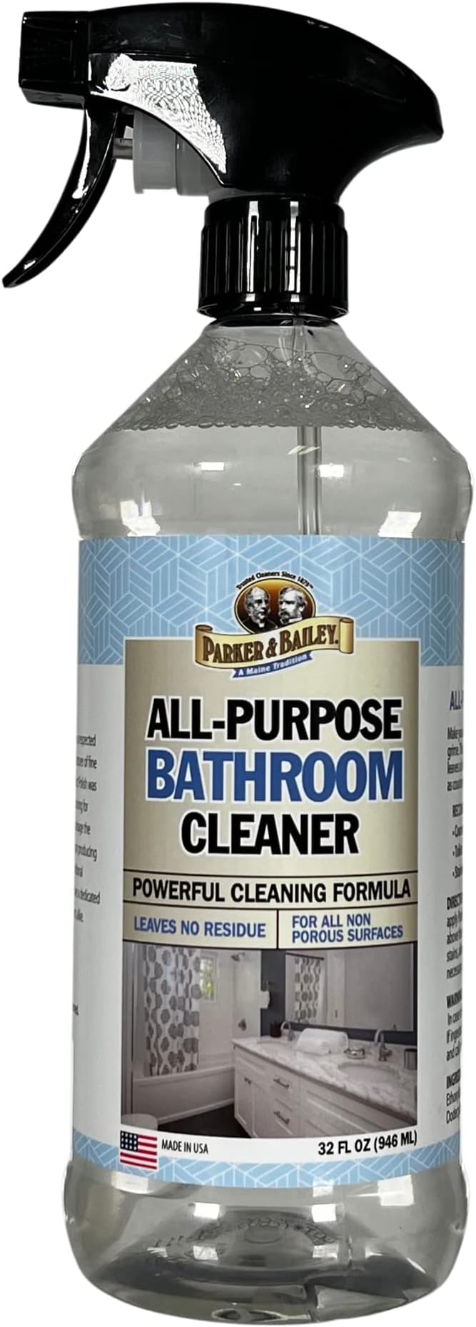 Parker & Bailey All-Purpose Bathroom Cleaner - Bathroom Cleaner Shower Cleaner Spray Tub Cleaner Soap Scum Remover for Shower Hard Water Stain Remover Household Cleaning Spray, 32 Oz
