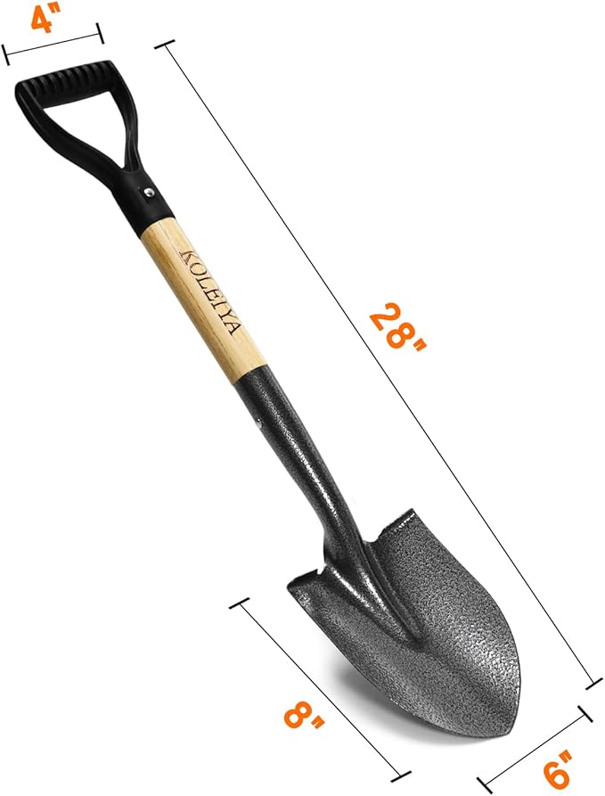 Small Shovel ,Short Handle Shovel ,Overall Length 28 Inches ,Kids Shovels for Digging ,Shovels for Gardening,Metal Sand Shovel, Metal + Wooden