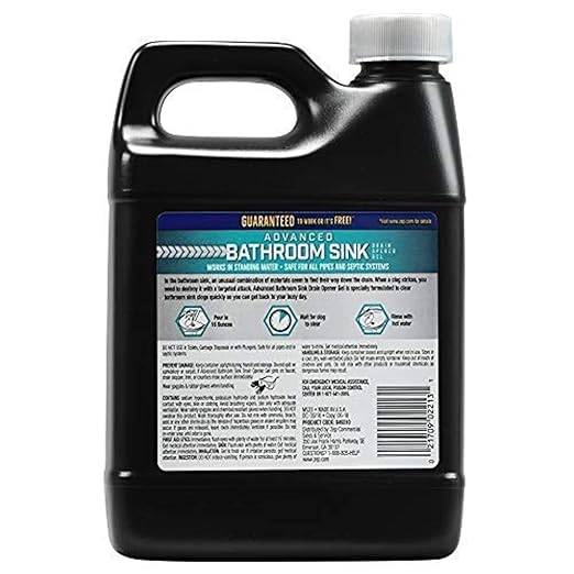 Zep Advanced Bathroom Sink Drain Opener Gel - 32 Ounce - U49310 - Formulated for Toothpaste, Shave Cream, Hair, Soap and Makeup