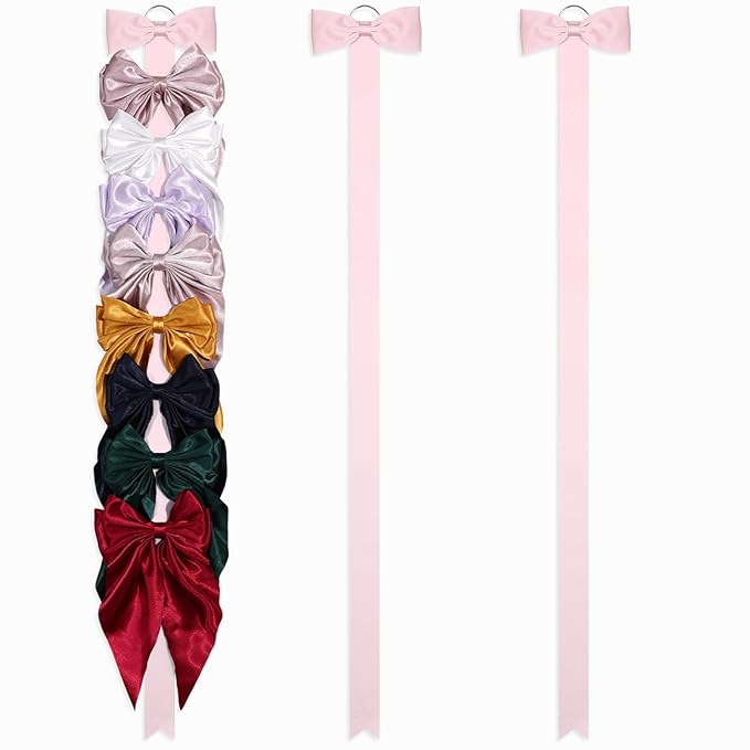 3 PCS Bow Holder for Girls Hair Bows, Ribbon Hair Clip Oraganizer Hair Barrettes Storage for Women,Wall Hanging Alligator Clip Hair Accessories Organizer Bedroom College Dorm Decor (Pink-3pcs)