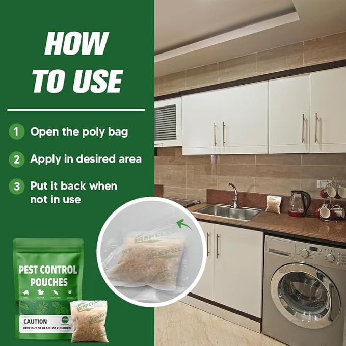 Pest Control, Mice Repellent Indoor, Mouse Repellant Pouches, Rodent Repellent, Peppermint to Repel Ant, Roach & Spider, Rat Deterrent for House, Keep Mice Away, Safe and Easy to Use-8P