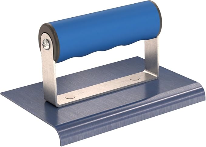 Bon Blue Steel Edger 6 in. x 4 in. Concrete Finishing Tool 3/8 in. Radius 1/2 in. Lip Comfort Grip Handle Flexible Blade
