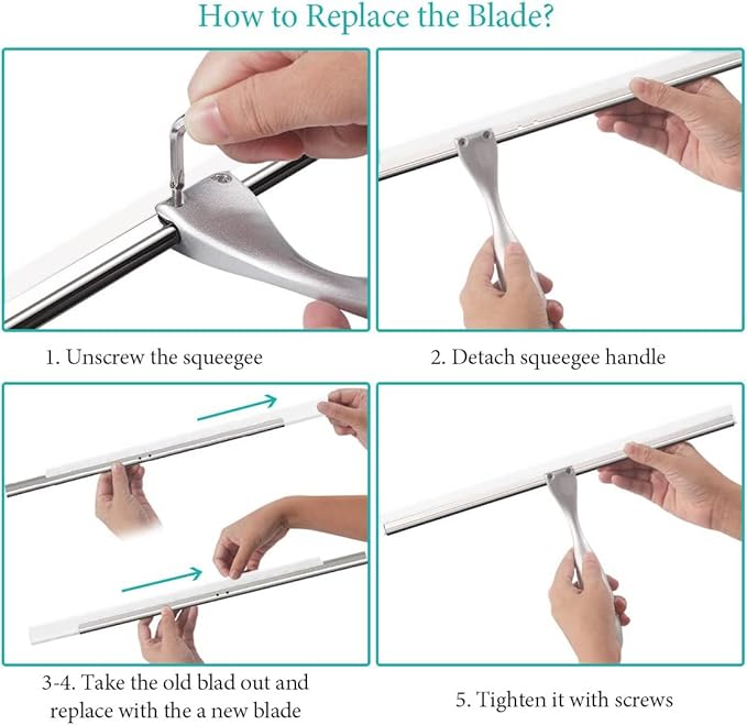 Standard Shower Glass Doors Squeegee Replacement Silicone Rubber Blade 10 inch 2PCS(White)