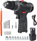Jadeshay 12V Cordless Electric Drill, Rechargeable Lithium Drill with 3 Batteries, 25 Torque Settings, LED Light, 450W Power Tool Kit for Home & DIY, Includes 24-Piece Accessories