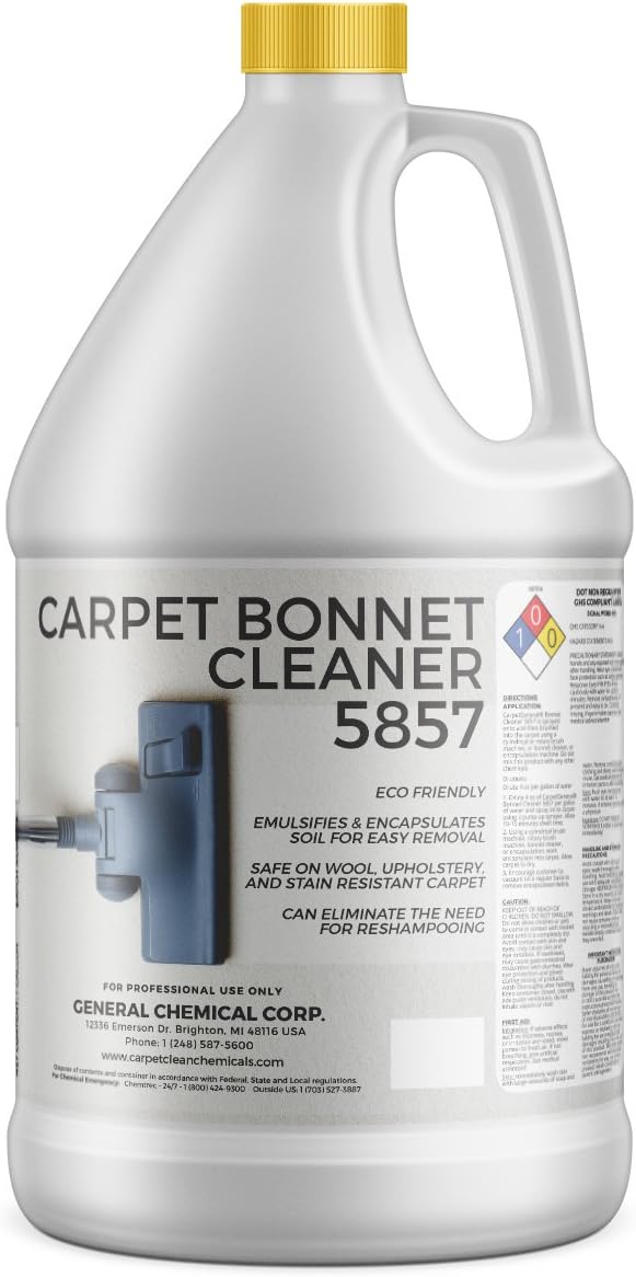 Bonnet Cleaner 5857 - Heavy Duty Shampoo Carpet Freshener Solution for Machine - Fast Drying & Pet Safe Carpet Shampoo for Rotary Cleaners, Commercial, & Industrial Use - 1 Gallon Jug