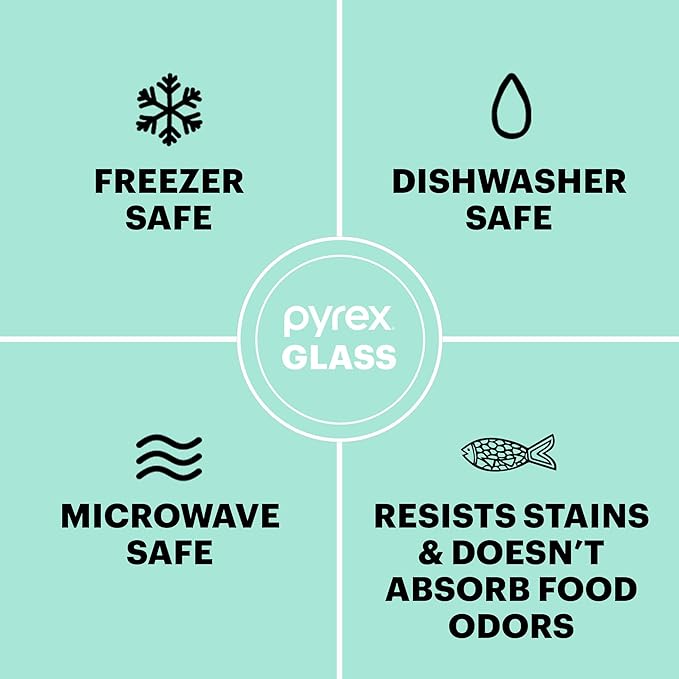 Pyrex Simply Store (9-Pack) Mixed Sized Glass Food Storage Set, Round & Rectangular Containers With Plastic Lids, BPA-Free, Dishwasher & Microwave Safe