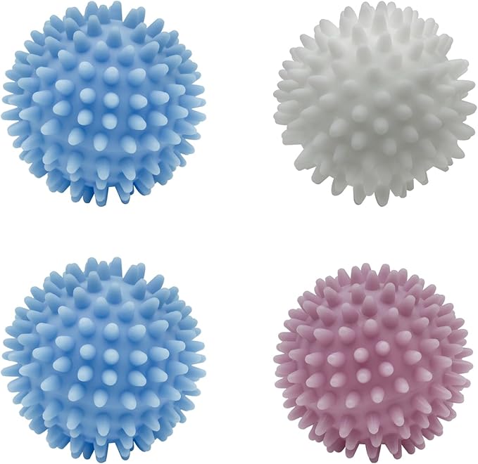Laundry Balls, 4Pcs PVC Laundry Scrubbing Balls for Washing Machine, 2.5In Reusable Washer Laundry Dryer Balls for Reducing Clothing Wrinkles, Better Clean (4)