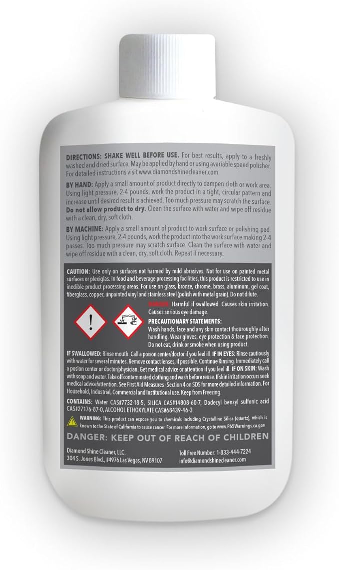 Diamond Shine Kitchen Cleaner - Clean, Polish, Restore Glass/Ceramic Cooktops, Stainless Steel - 10 oz