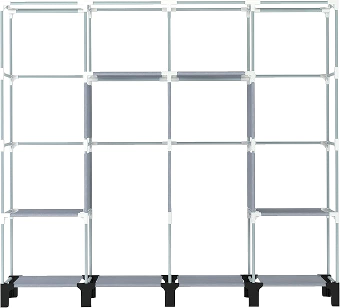Non-Woven Wardrobe, No Tools Required, Large Capacity, Easy Assembly, Movable, Storage Rack, Waterproof, Dustproof, Stain Resistant, Black, 67.7 x 172 cm (Black, X-Large)