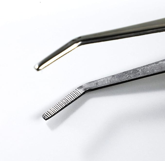 Wazakura Bonsai Curved Tip Tweezer with Spatula MADE IN JAPAN 8-1/4in(210mm) Stainless Steel