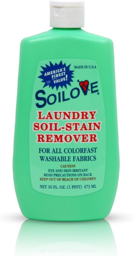 Soilove Laundry Stain Remover Liquid – 4 Bottles (16oz) – Powerful Prewash for Blood, Grease, Ink, Grass, Food, & More – Enzyme-Based Concentrated Stain Fighter for Clothes