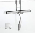 Simtive 10-Inch Shower Squeegee Set, Includes Shower Door Hook and Adhesive Hook, Squeegee for Shower Doors, Mirror and Window, Silver