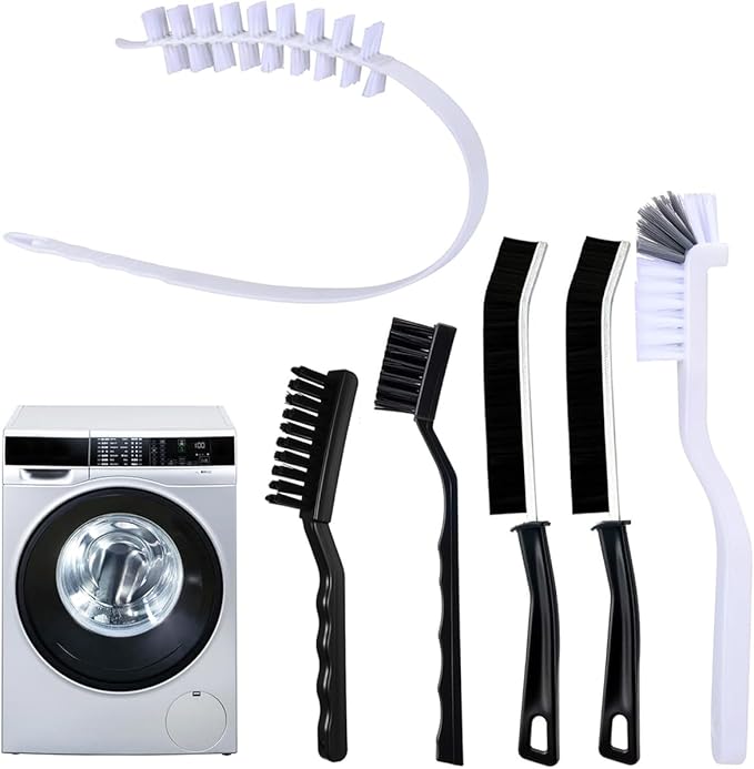 Washing Machine Cleaning Brush Kits, Front Load Washer Scrub Cleaner Brushes Accessories with 1Pc Drum Slot Brush & 5Pcs Crevice Cleaning Brushes for Tight Spaces and Washer Rubber Seal