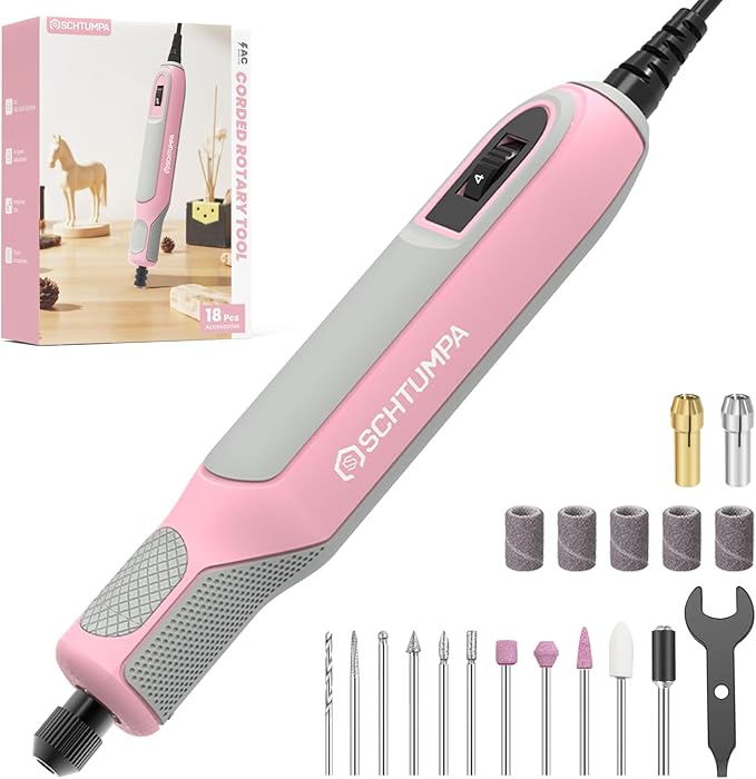 Rotary Tool Kit, Corded Rotary Tool, 4 Variable Speed, 10000-22000RPM, Lightweight, for Sanding, Engraving, Polishing, Grinding, Drilling, Carving, and Jewelry Making