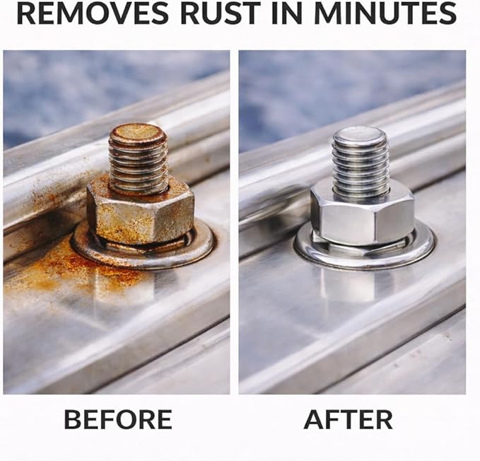 CLEAN MY STEEL Stainless Steel Rust Remover – NSF Approved Non-Toxic Rust Stain Remover Gel for Appliances, Sinks, Grills, Marine & Commercial Equipment (4 oz)