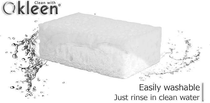 White Multi Use Scrub Sponges. Made in Europe. 9 Pack, 4.3x2.8x1.4 inches. Odorless Delicate Scrubber for Kitchen and Household Cleaning