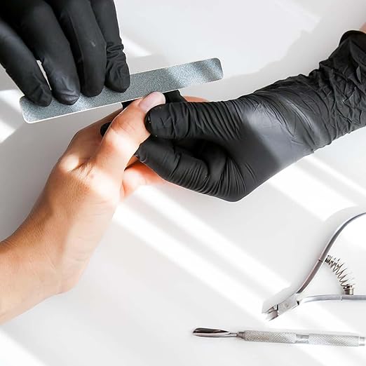 ForPro Professional Collection Disposable Vinyl Gloves, Black, Industrial Grade, Powder-Free, Latex-Free, Non-Sterile, Food Safe, 2.75 Mil. Palm, 3.9 Mil. Fingers, Large, 100-Count (Pack of 10)