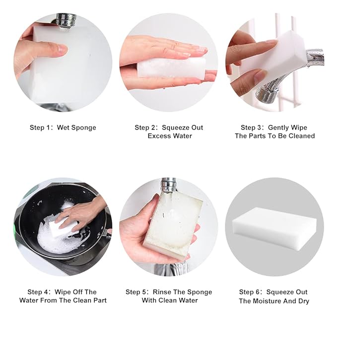 Magic Erasers Sponge, 100 Pack Extra Premium Melamine Sponge Foam Cleaning Pads in Bulk, Non-Scratch Scrub Sponge, Household Cleaning Kitchen Dish Sponges (White)