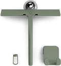 GÜTEWERK Silicone Shower Squeegee for Glass Doors & Mirrors with Stainless Steel Core, Streak-Free & No-Squeak Window Cleaning, 3-in-1 No-Drill Mount (Hook/Suction/Adhesive),Green, 9 Inches