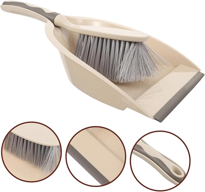 1Set Kitchen Desktop Cleaning Brush Broom Dustpan Kit Ergonomic Home Cleaning Accessory Durable and Flexible Bristles for Easy Dust Removal White