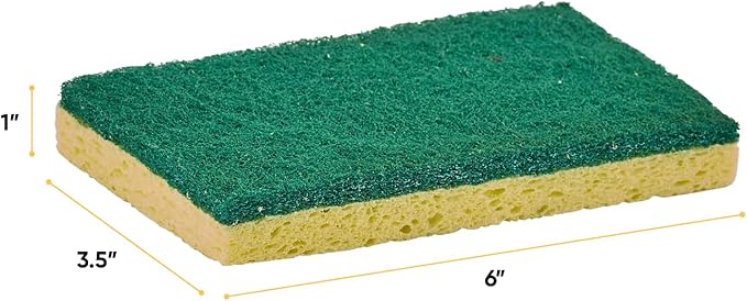 Scrubee Heavy Duty Scrub Sponge with Scouring Pad, Kitchen Dishwashing, Sink, Pot and Frying Pan Cellulose Scrubber Sponge Non Scratch 6"