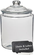 Anchor Hocking Heritage Hill Glass Jar with Lid, 2 Gallon Capacity, with 2 Chalkboard Labels and Chalk