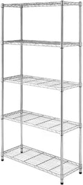 Heavy-Duty Chrome Steel Wire Shelving NSF Certified. Adjustable Storage Rack for Kitchen,Garage,and Laundry Utility Room (Chrome-5Tiers-36x14x72)