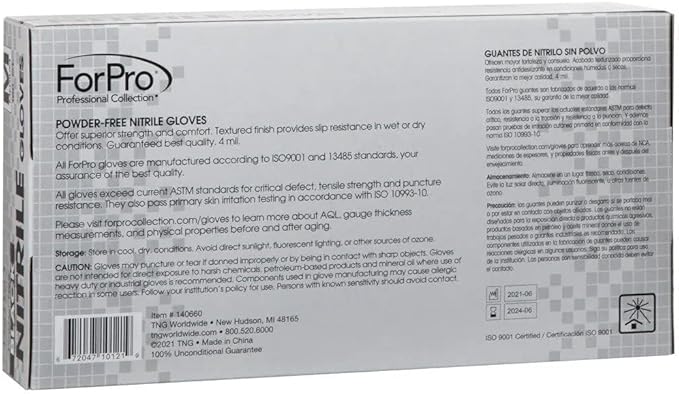 ForPro Disposable Nitrile Gloves, Chemical Resistant, Powder-Free, Latex-Free, Non-Sterile, Food Safe, 4 Mil
