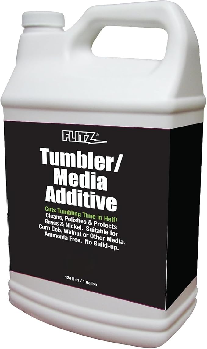 FLITZ Tumbler Media Additive - 1 Gallon Bottle of USA-Made Brass Cleaner Reloading Liquid for Ammo, Copper, & All Metals - Ammonia-Free Tumbling Polish to Remove Oxidation, Powder Residue (1 Pack)