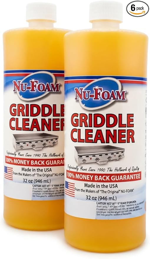 Nu-Foam Griddle Cleaner, Professional Flat Top Cleaning Liquid, 32 oz, for Commercial Griddles (6)